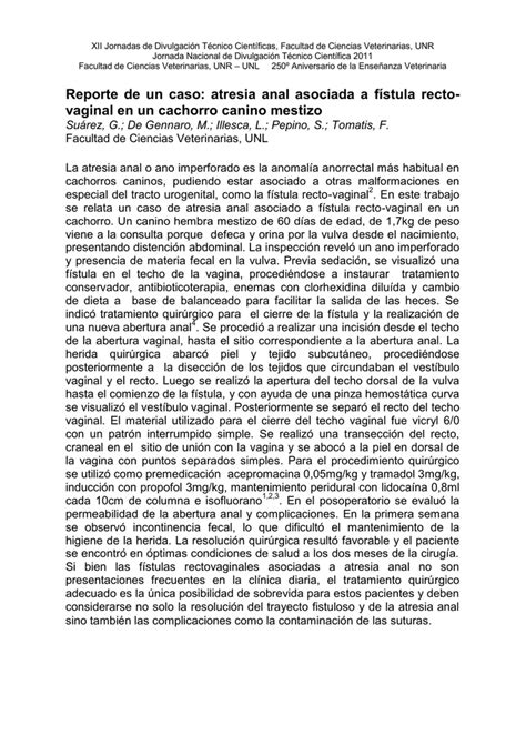 Reporte De Un Caso Atresia Anal Asociada A F Stula Recto