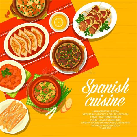 Spanish Cuisine Restaurant Menu Cover Stock Vector Illustration Of