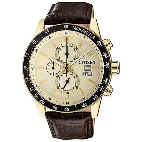 Citizen Chronograph Tachymeter Quartz White Dial Men S Leather Band