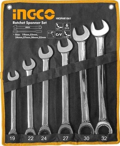 INGCO Ratchet Spanner Set 06Pcs 19 32mm Tisara Power Mart