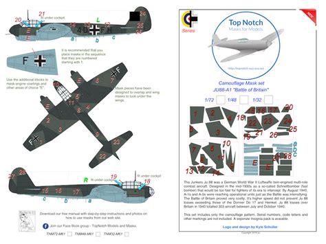 Junkers Ju 88 A 1 Battle Of Britain Camouflage Pattern Paint Masks