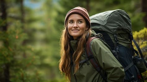 Premium AI Image Closeup Of Adventurous Female Hikers With Backpacks