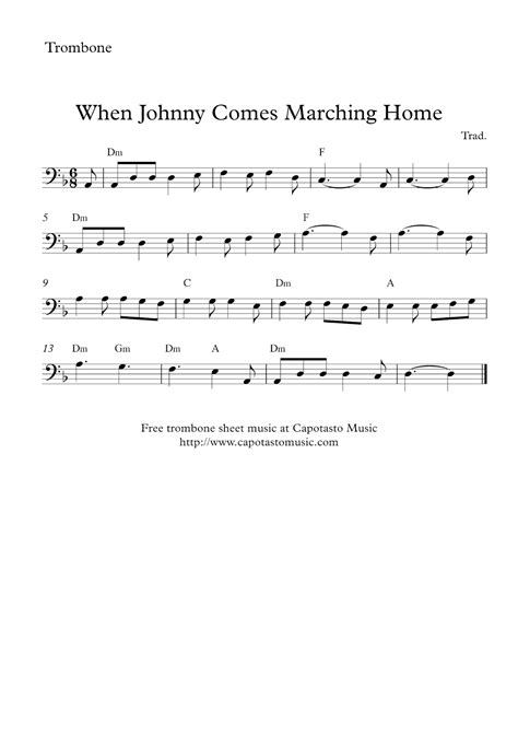 Easy Sheet Music For Beginners: Free easy trombone sheet music - When ...