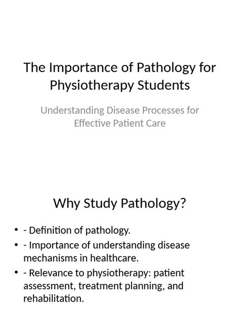 Importance Of Pathology For Physiotherapy Students Pdf