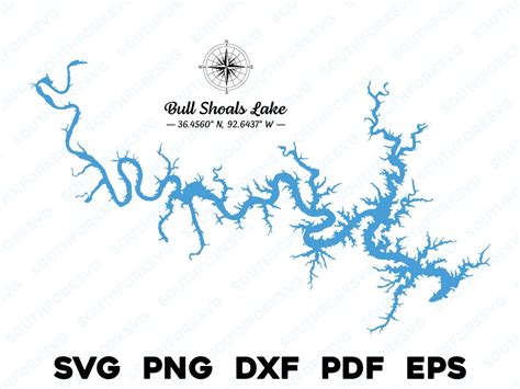 Bull Shoals Lake Arkansas Missouri Map Shape Silhouette Outline Svg Png