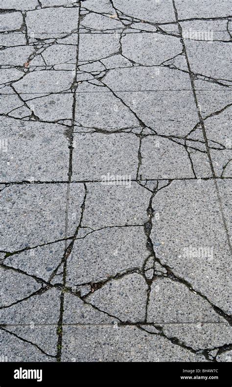 Cracks In Concrete Pavement Stock Photo Alamy