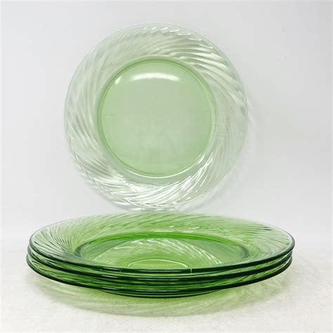 Green Glass Dishes Salad Plates Dessert Plates Vintage Pyrex Festiva