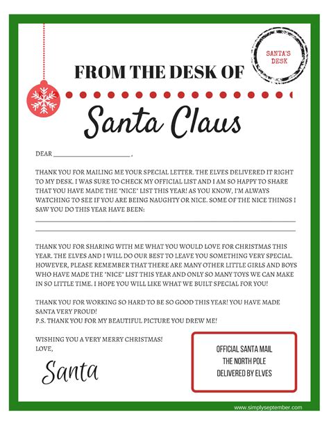 Letters To and From Santa: Free Printables - Simply September