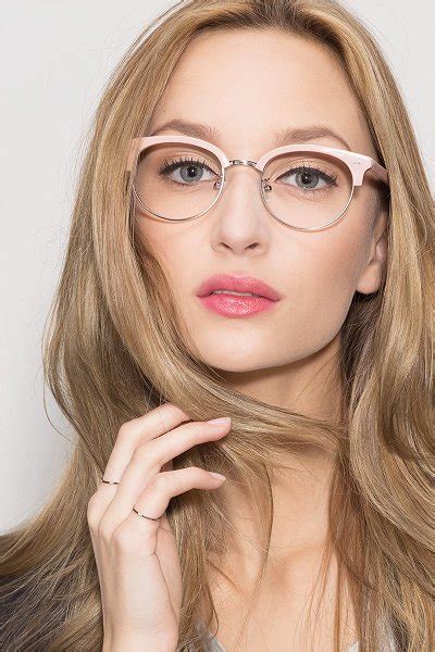 Pink Browline Prescription Eyeglasses Medium Full Rim Acetate Eyewear Annabel Fashion Eye