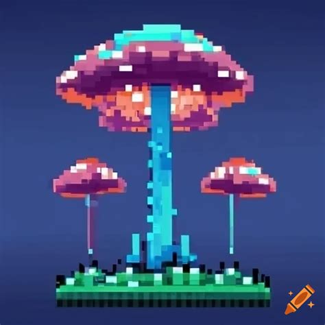 Pixel Forest With Glowing Mushrooms On Craiyon