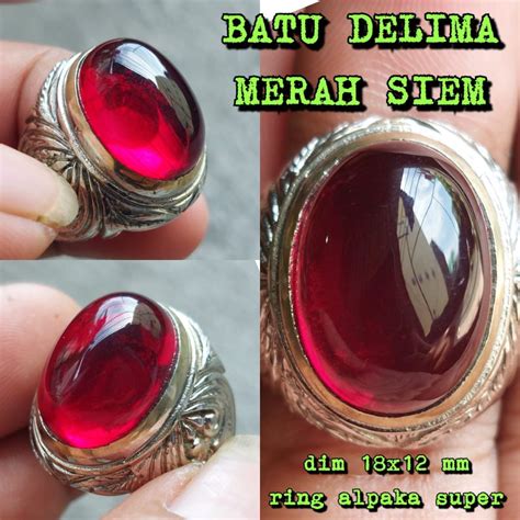 Jual Batu Cincin Delima Merah Siem Bangkok Warna Merah Maroon Shopee