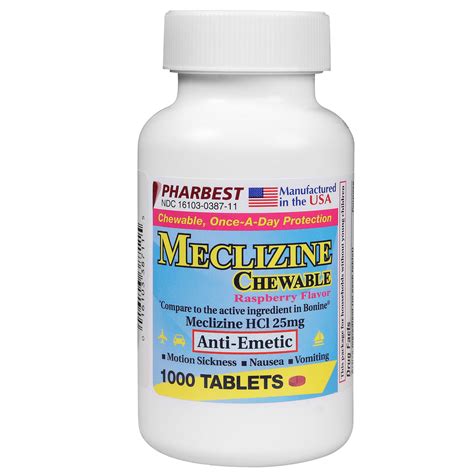 Pharbest Antiemetic Tablets Meclizine 25mg 1000 Ct Wellspring Meds