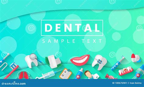 Dental Banner Background Concept With Flat Icons Vector Illustration