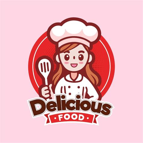 Premium Vector Kawaii Women Chef Mascot Logo Design