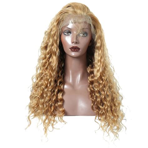 Colorful 250 High Density Lace Front Human Hair Wigs 27 Deep Wave