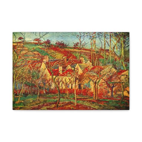 The Red Roofs Camille Pissarro 1887 Reproduction Vintage Print