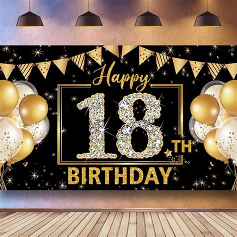 Buy 18th Birthday Decorations Backdrop Banner Happy 18th Birthday