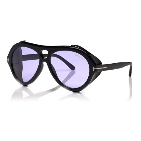 Tom Ford Neughman Sunglasses Navigator Sunglasses Shiny Black Violet Ft0882 Sunglasses