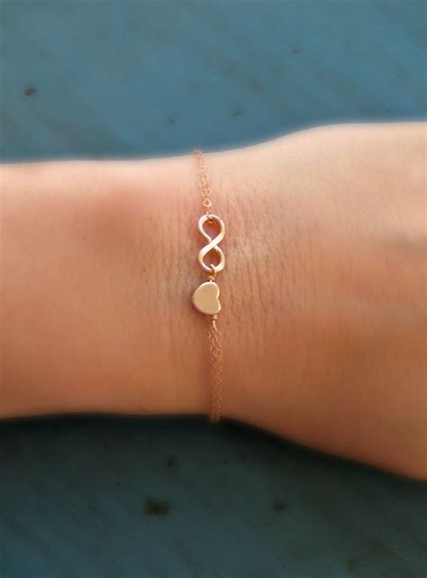 Bridesmaid Gift Infinity Heart Bracelet Rose Gold Infinity Etsy