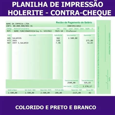 Planilha De Impress O De Holerite E Contra Cheque Colorido