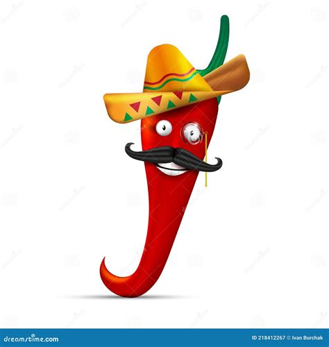 Red Hot Pepper Anthropomorphic Character Isolated On White Stock Vector Illustration Of
