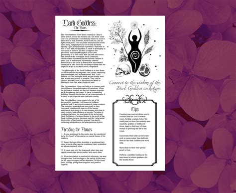 Dark Goddess Runes Printable Pages Persephone Book Of Etsy