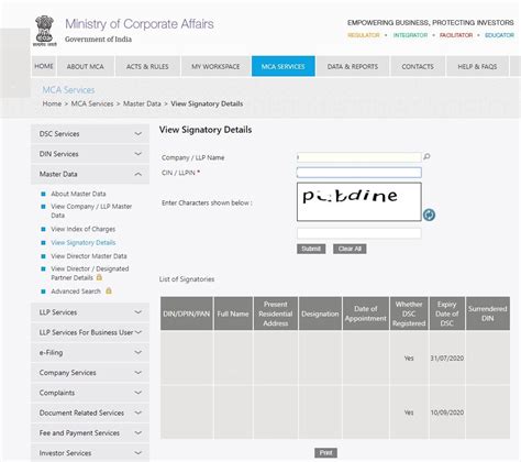 Mca Portal View Signatory Details Learn By Quicko