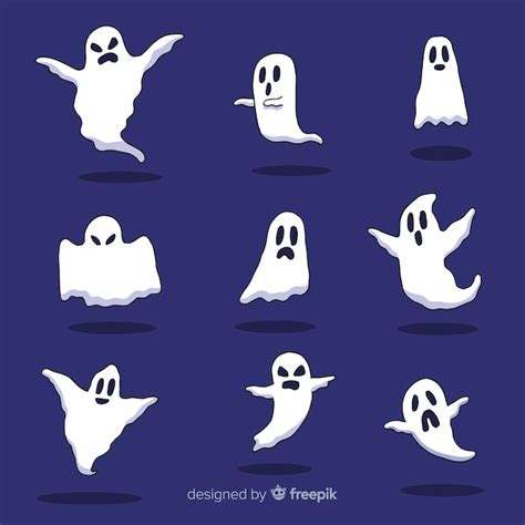 Colecci N Adorable De Fantasmas De Halloween Dibujados A Mano Vector