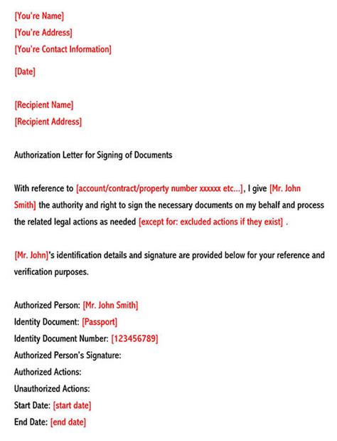 Proof Of Signing Authority Template