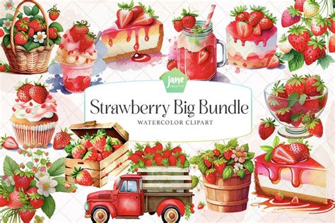 Strawberry Watercolor Sublimation Big Bundle