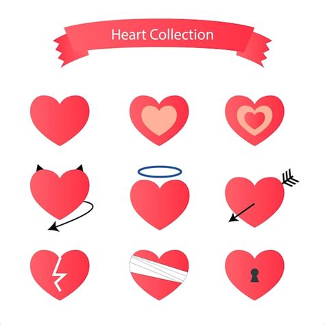 Premium Vector Set Of Hearts Vector Red Hearts Collection