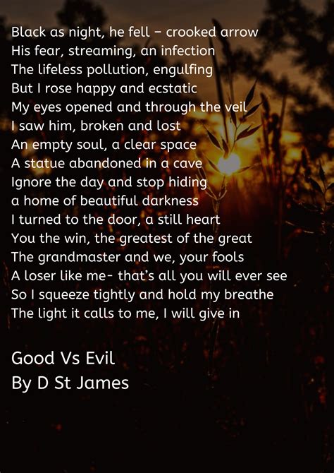 Good Vs Evil A Poem From A Mere Poet A Lover Of By D St James