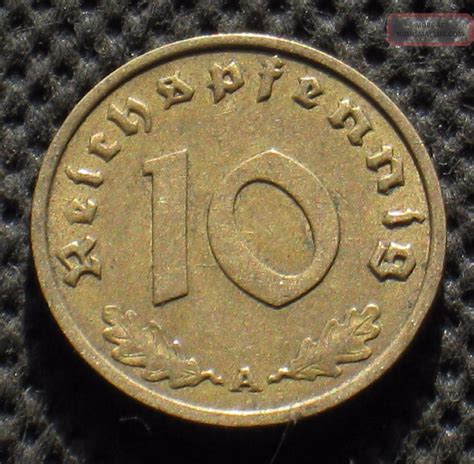 Old Coin Nazi Germany 10 Reichspfennig 1937 A Berlin Swastika Iii Reich 1