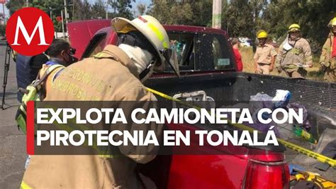 En Tonalá explota pirotecnia en camioneta hay tres lesionados Vídeo