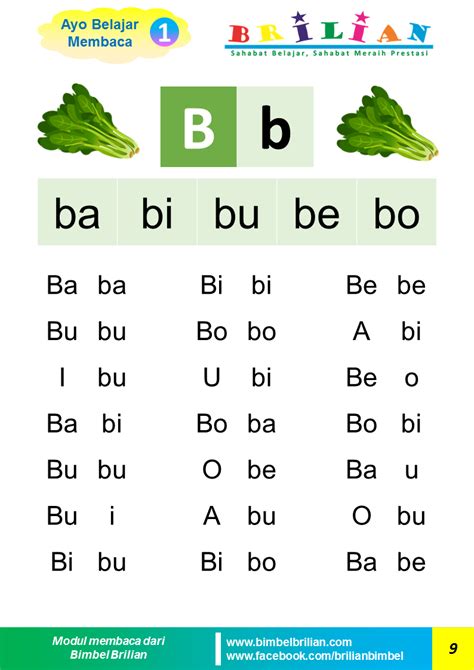 Buku Belajar Membaca Jilid 1 Bimbel Brilian
