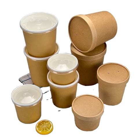 Supply Eco Friendly Food Packaging 12OZ Soup Cup Bowl Disposable Kraft