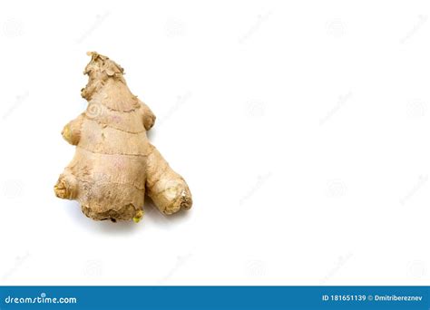 A Peace Of Ginger Root Zingiber Officinale Roscoe On White Background