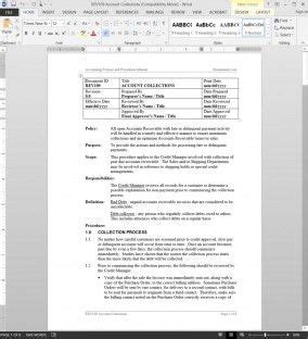 Account Collections Procedure Bizmanualz Policy Template Standard