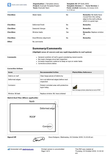 Commercial Roof Inspection Checklist And Report Template