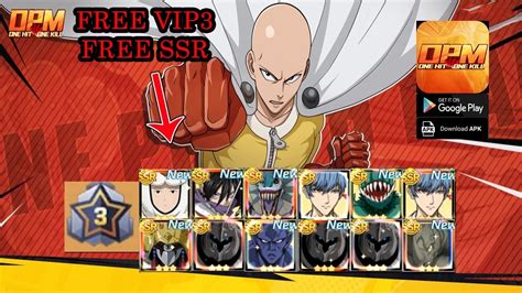 OPM One Hit One Kill Gameplay Free VIP3 Free SSR One Punch Man RPG