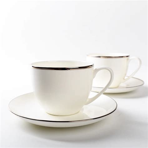 Ml Premium White Ceramic Bone China Gold Rim Cafe Coffee Cup With