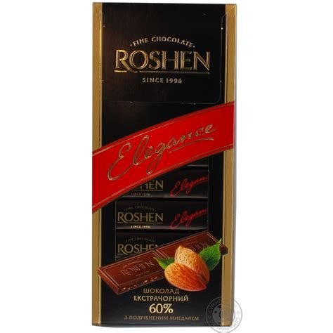 Roshen Elegance Chopped Almond Extra Dark Chocolate → Snacks, Sweets ...