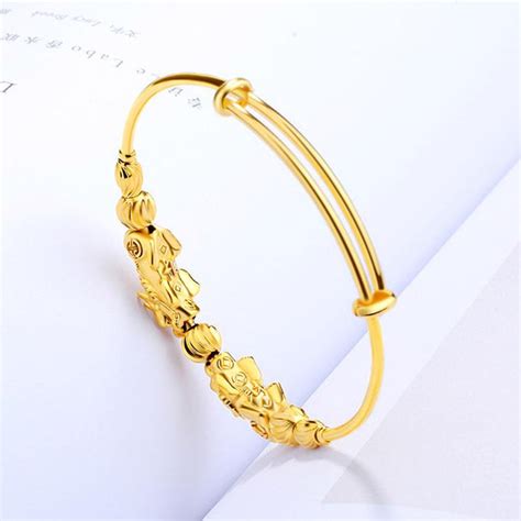 24k Gold Plated Double Pixiu Wealth Attracting Feng Shui Bangle 33 Of