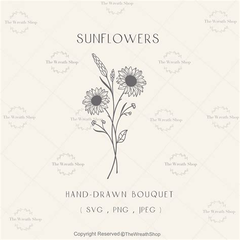 Sunflower Bouquet Sunflower Svg Bouquet Svg Flower Svg Floral Svg