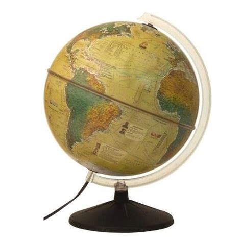 Globo Terrestre 30cm Político Físico Historico Base Preto C Lâmpada