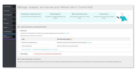 Webex Meetings Control Hub