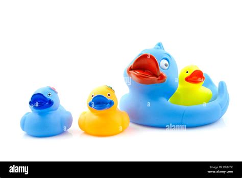 Colorful Rubber Ducks Isolated On White Background Stock Photo Alamy