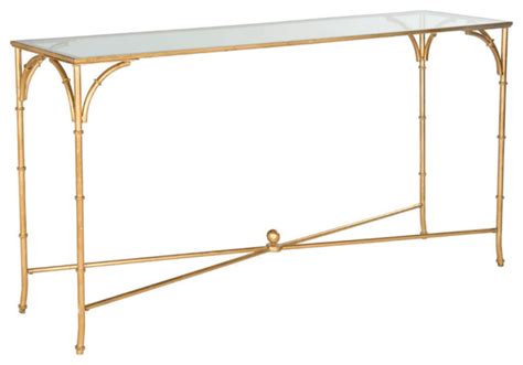 Rico Console Gold Tempered Glass Top Asian Console Tables By