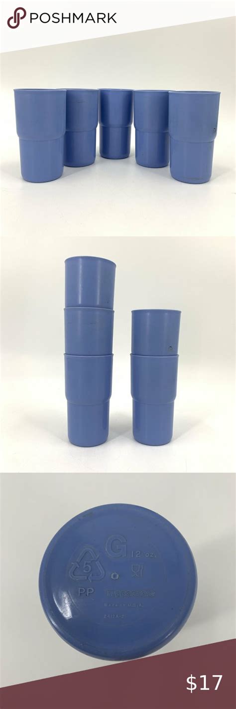 Tupperware Stackable Table Top Tumblers Country Blue 12oz Lot 5