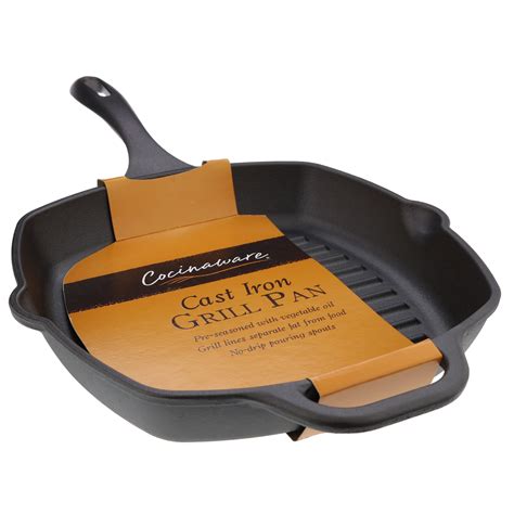 Cocinaware Pre Seasoned Cast Iron Square Grill Pan Shop Cookware At H E B